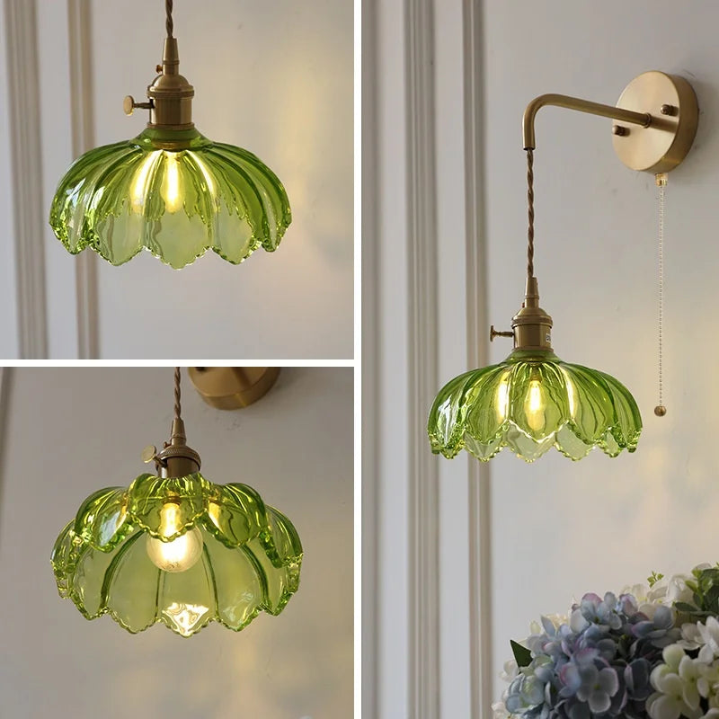 Green Glass LED Wall Light Knob Switch Design