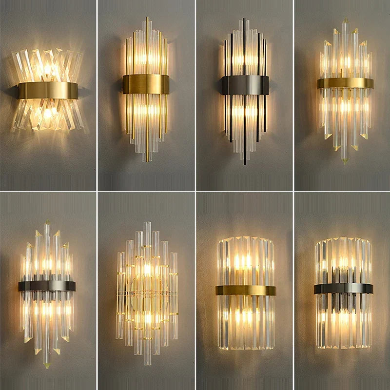 Gold Crystal LED Sconce Warm White 2700K