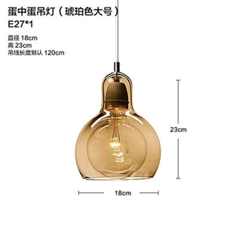 Amber Glass Pendant Light Large Size Kitchen