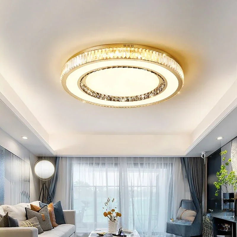 Gold Crystal LED Ceiling Chandelier 100cm Bright