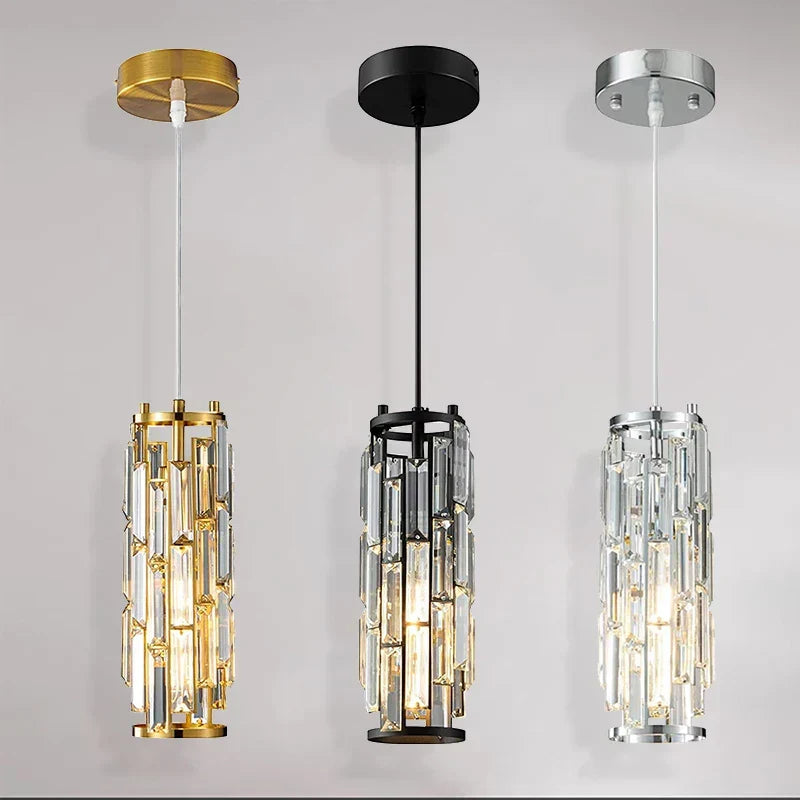 Gold Crystal Pendant Light L76cm Shimmering