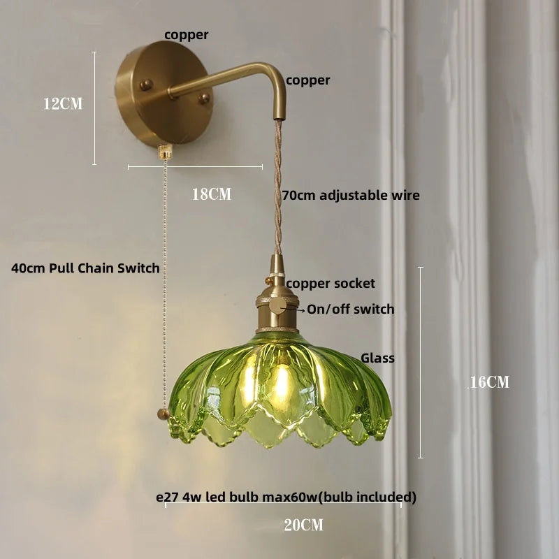 Green Glass LED Wall Light Knob Switch Design