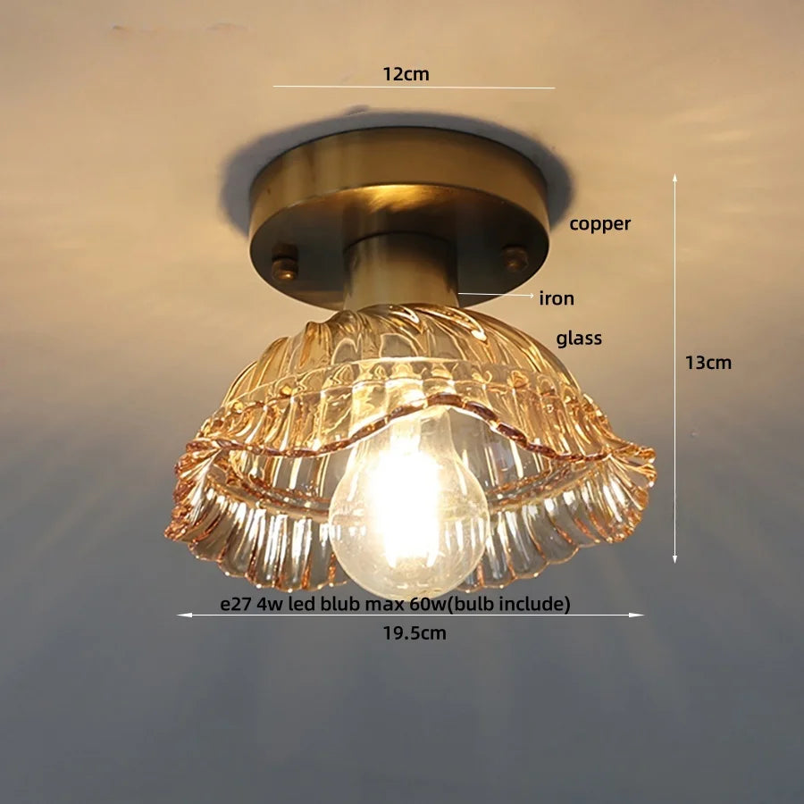 Green Glass Copper Ceiling Light