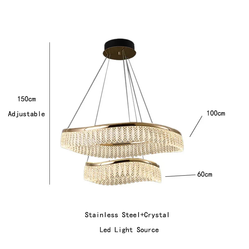 Golden Crystal Round Chandelier