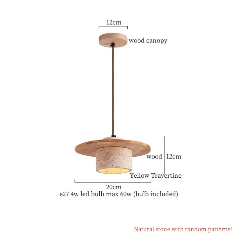 Copper Vintage Pendant Light Travertine Stone