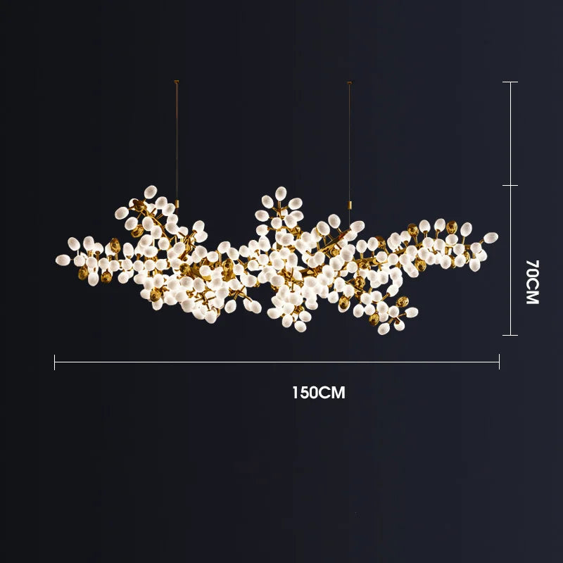 Gold Glass 20-Bulb Pendant Light L200cm