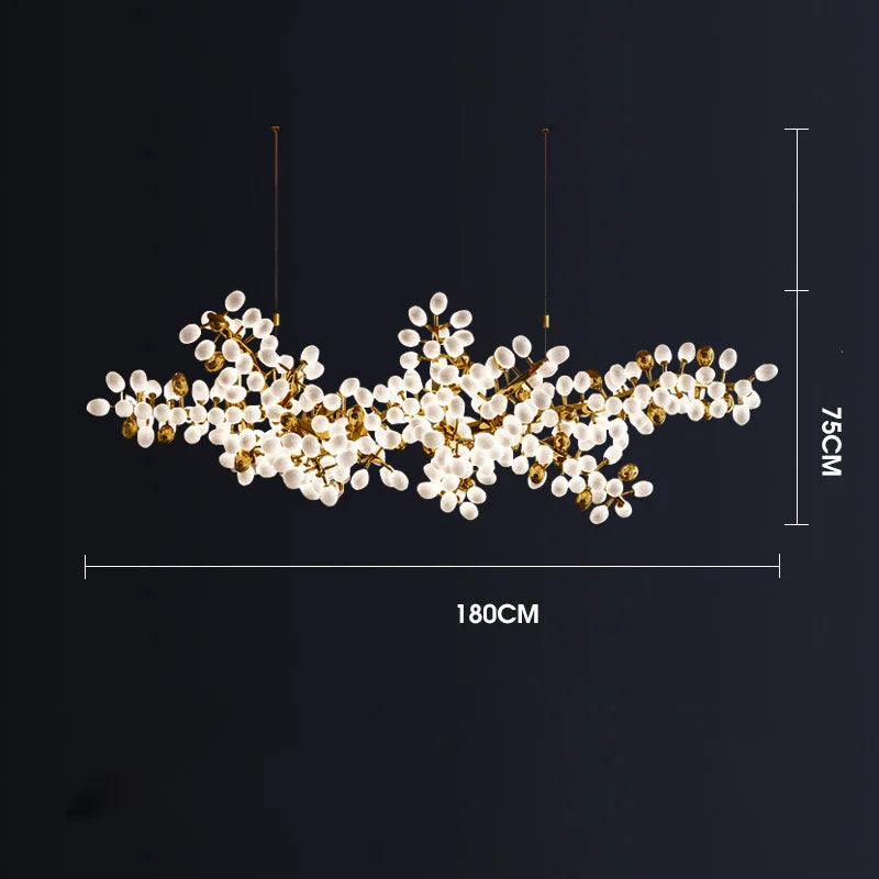 Gold Glass 20-Bulb Pendant Light L200cm