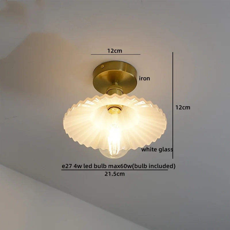 Green Glass Ceiling Light Copper Iron Blend