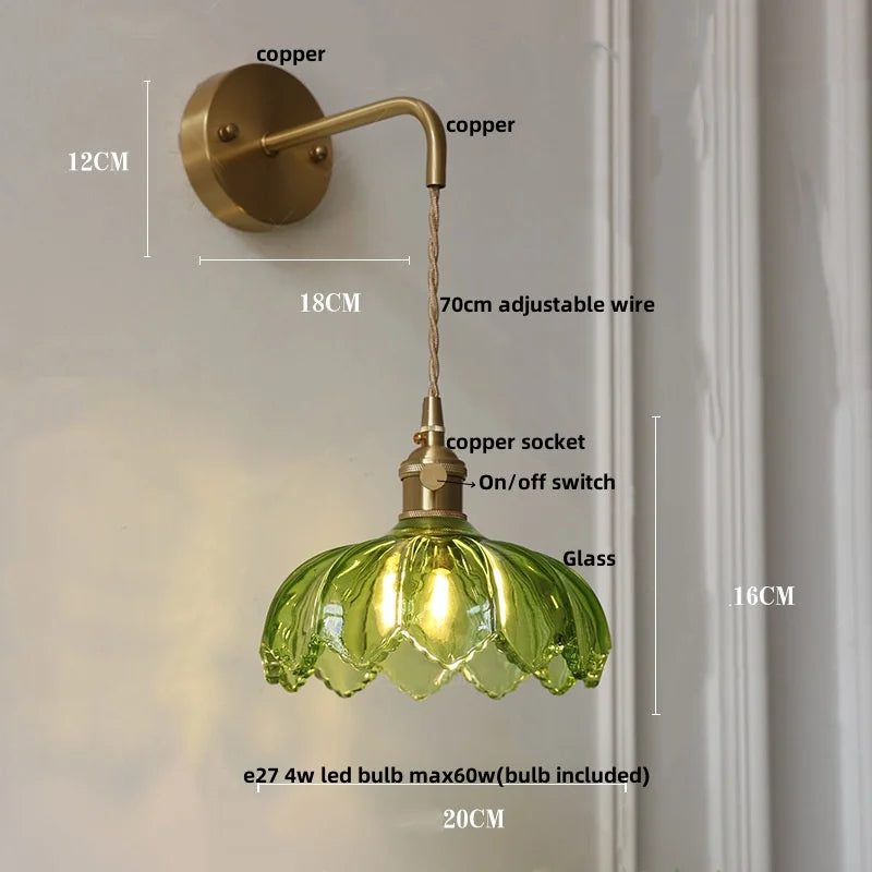 Green Glass LED Wall Light Knob Switch Design
