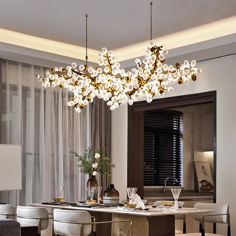 Gold Glass 20-Bulb Pendant Light L200cm