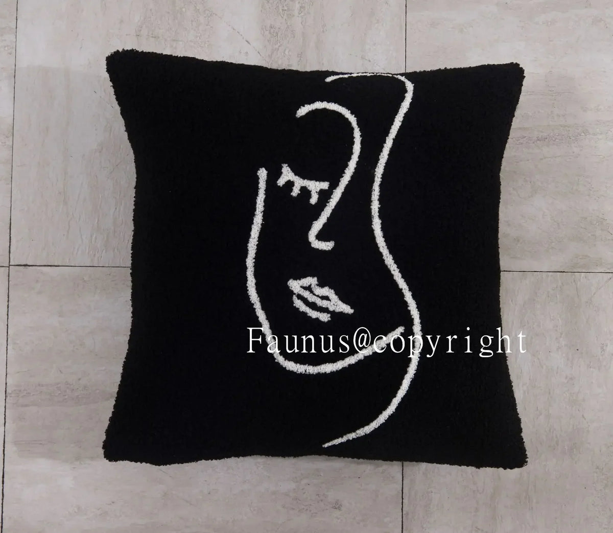 Beige Abstract Lambswool Cushion