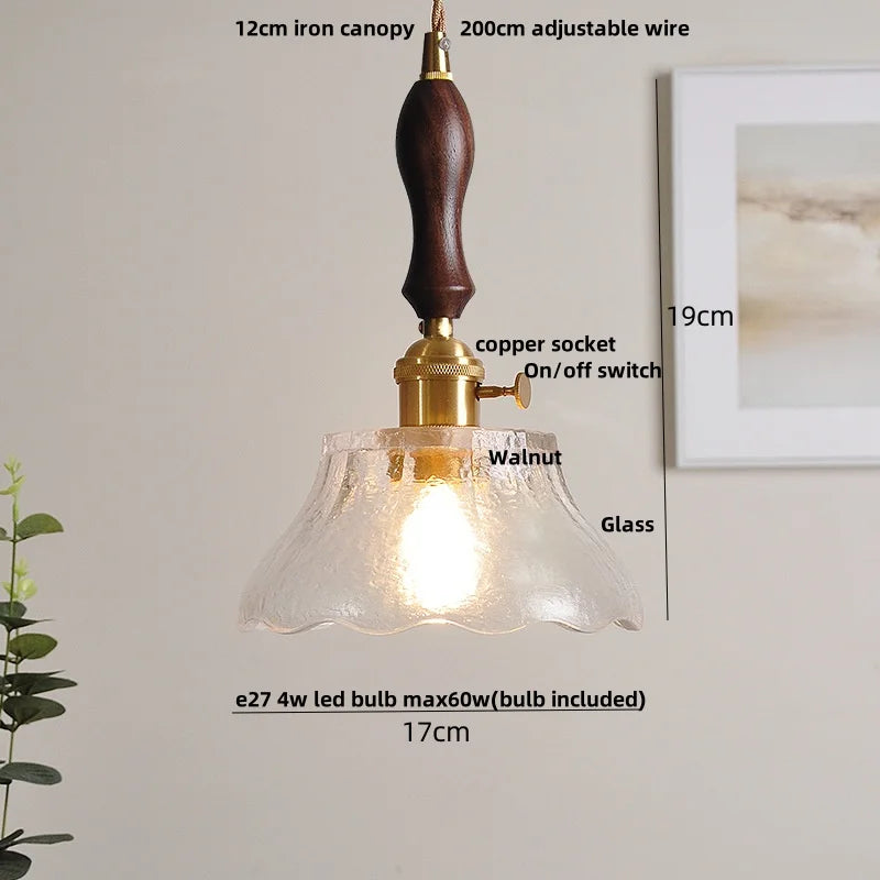 Green Glass Pendant Light Adjustable E27 Base