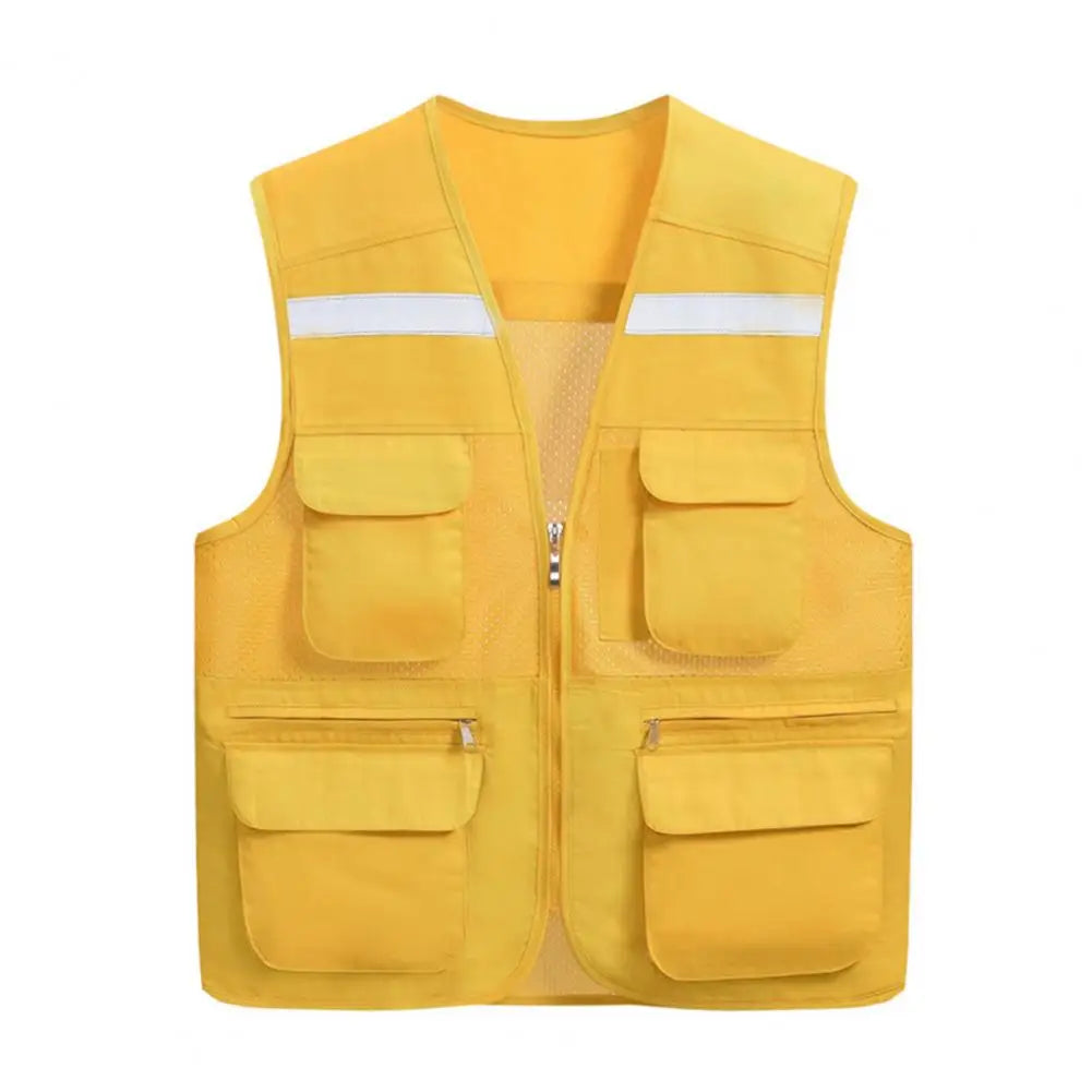 Stylish Vest Coat Breathable Cargo Vest Mesh Stitching Reflective Night Safety Waistcoat Safe