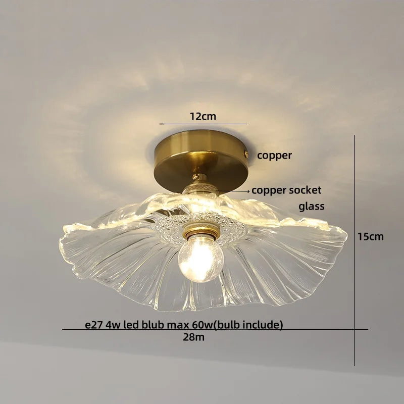 Green Glass Copper Ceiling Light