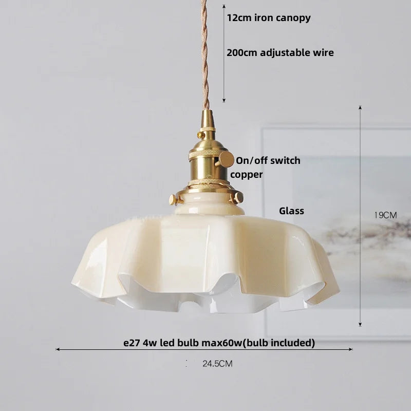 Green Glass Pendant Light 3-Head Adjustable Wire