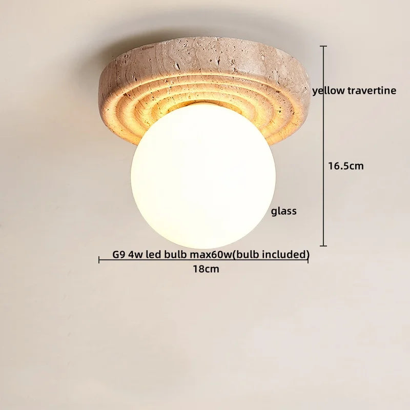 Travertine Wood Ceiling Light