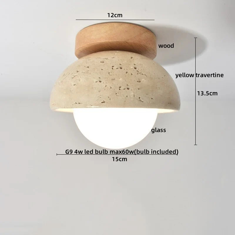 Travertine Wood Ceiling Light