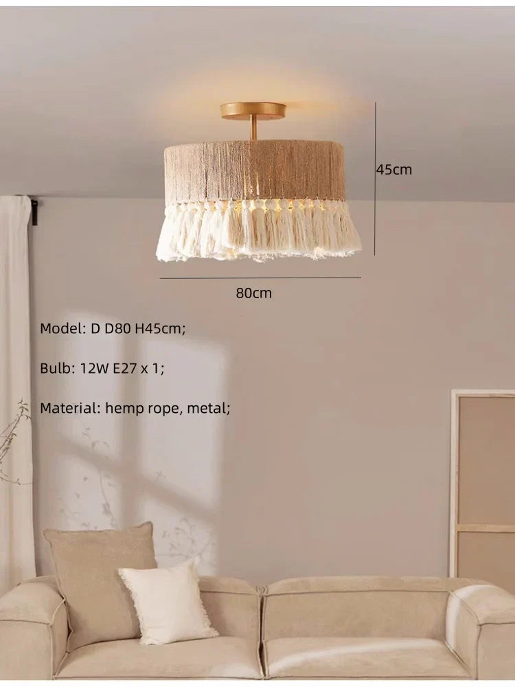 Hemp Rope Pendant Light Nordic D60cm Design
