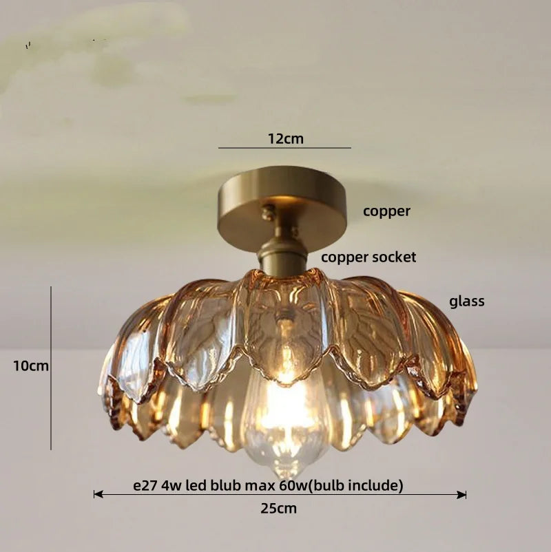 Green Glass Copper Ceiling Light