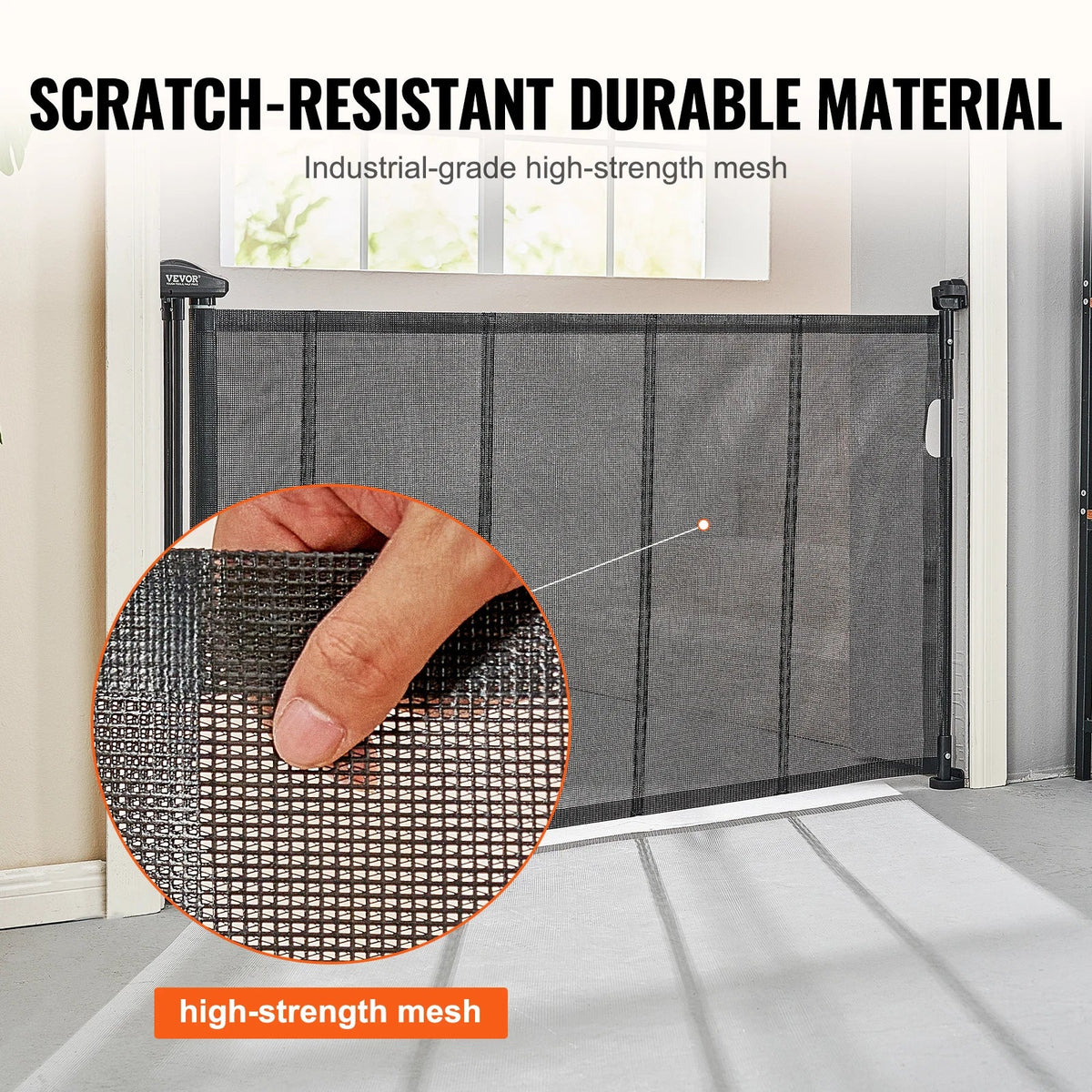 VEVOR Retractable Baby Gate Tall Mesh Baby Gate Extends up to Wide Retractable Gate for Kids or Pets Retractable Dog Gates
