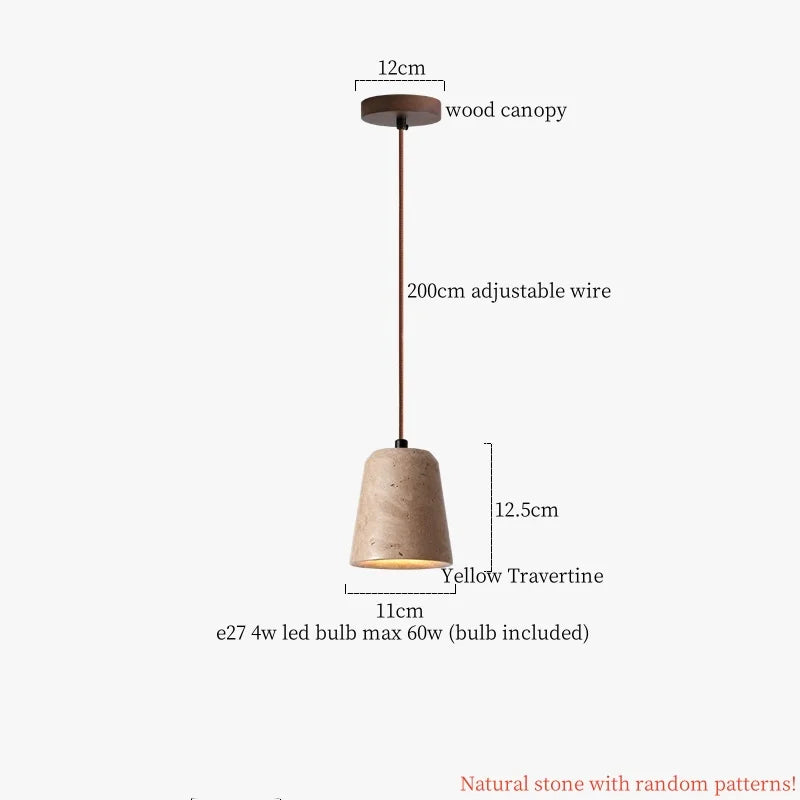 Copper Vintage Pendant Light Travertine Stone