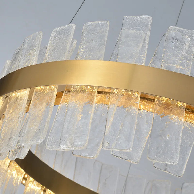 Golden Crystal Pendant Light Rectangle 100cm
