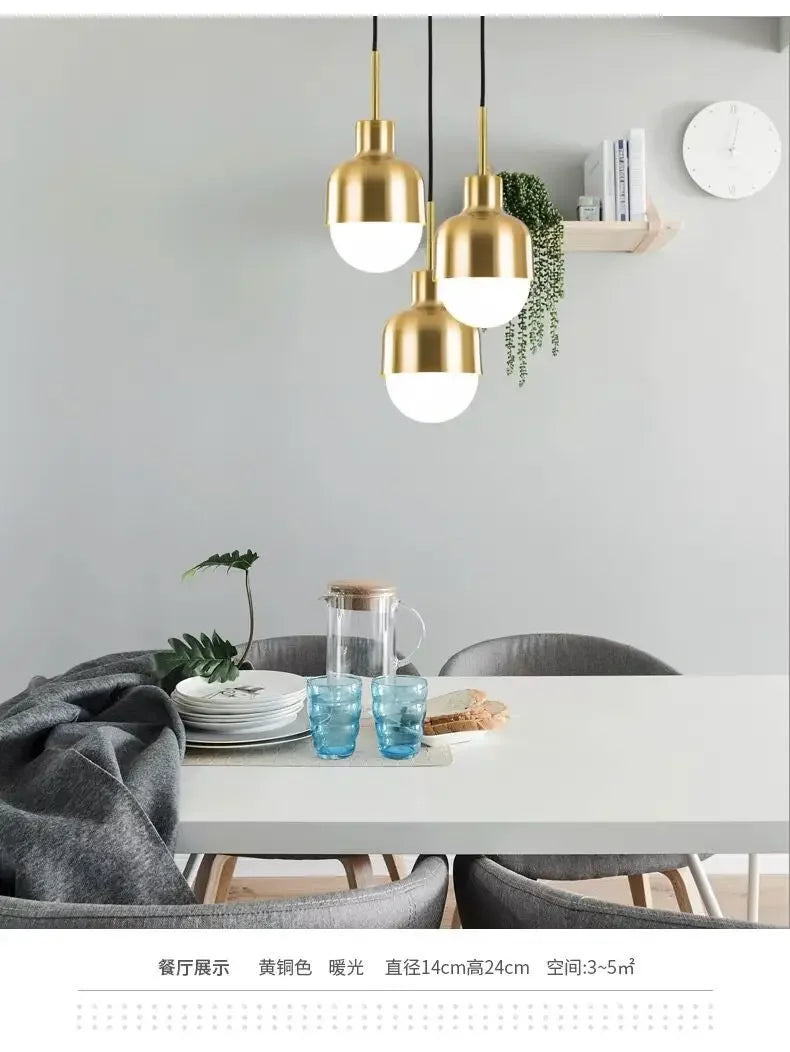 Gold Iron Pendant Lamp With Plated Metal Finish