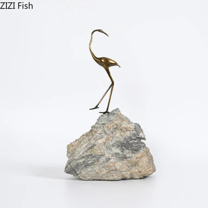 Golden Crane Desk Sculpture