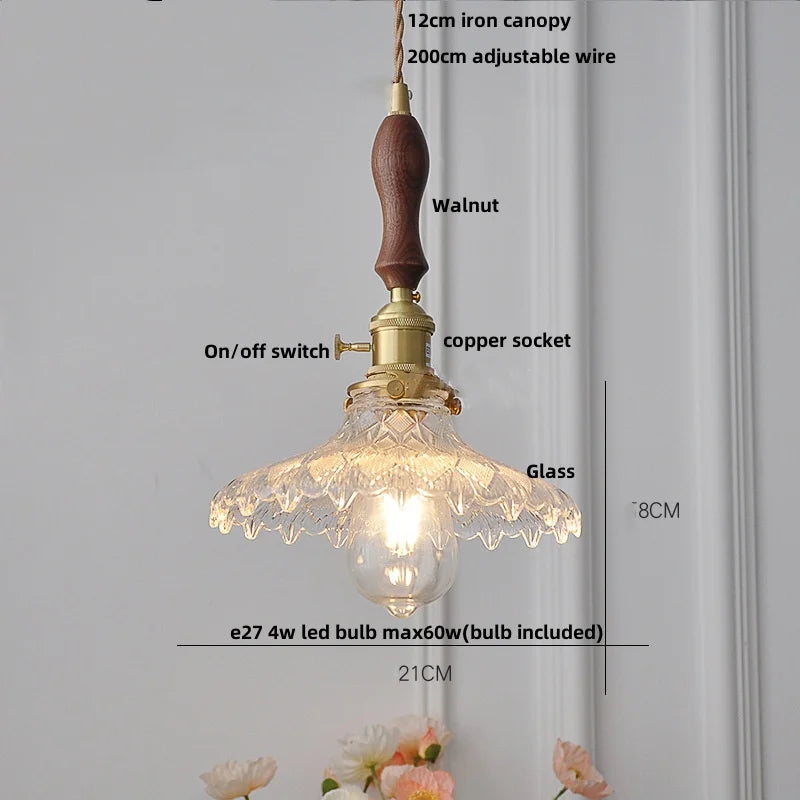 Green Wood Pendant Light Walnut Accent E27