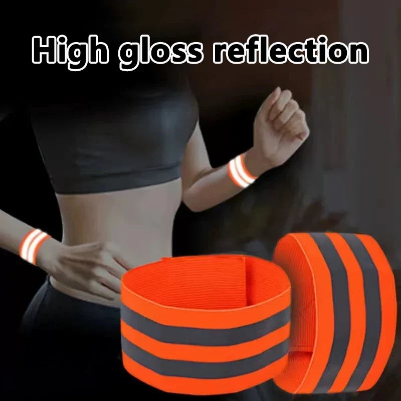 2Pcs Night Running Reflective Arm Bands For Wrist Ankle Leg LED Reflector Armband Night Cycling Safety Light Tape Led Strap