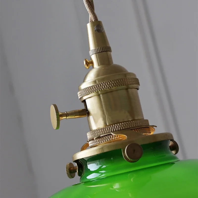 Green Glass Pendant Light Adjustable E27 Base