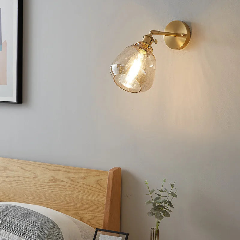 Amber Glass Rotating-Socket Wall Sconce