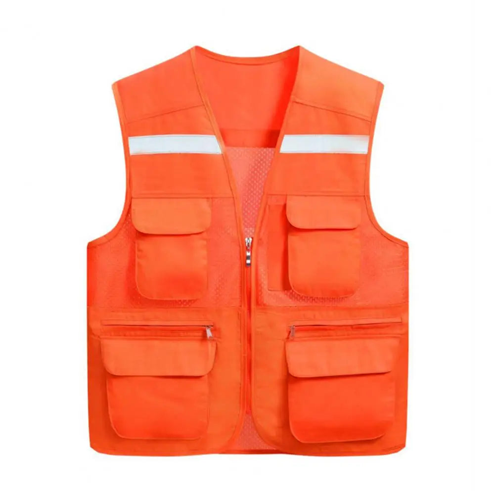 Stylish Vest Coat Breathable Cargo Vest Mesh Stitching Reflective Night Safety Waistcoat Safe