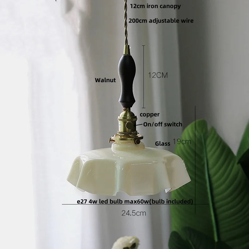 Green Glass Pendant Light 3-Head Adjustable Wire