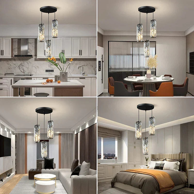 Gold Crystal Pendant Light L76cm Shimmering