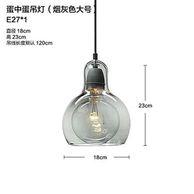 Amber Glass Pendant Light Large Size Kitchen