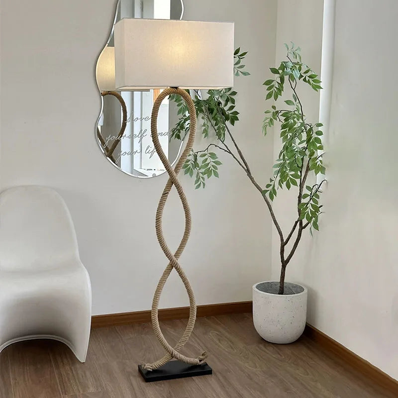 Rattan Fabric Floor Lamp