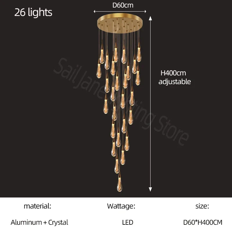 Gold Modern Crystal Chandelier 26-Light Dining