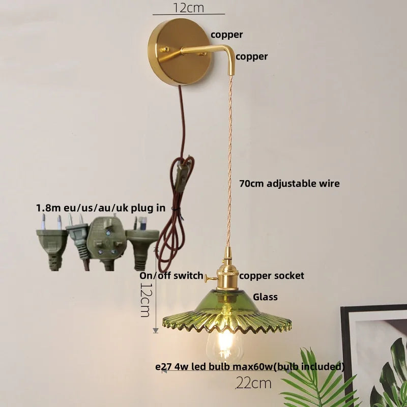 Green Glass LED Wall Light Knob Switch Design