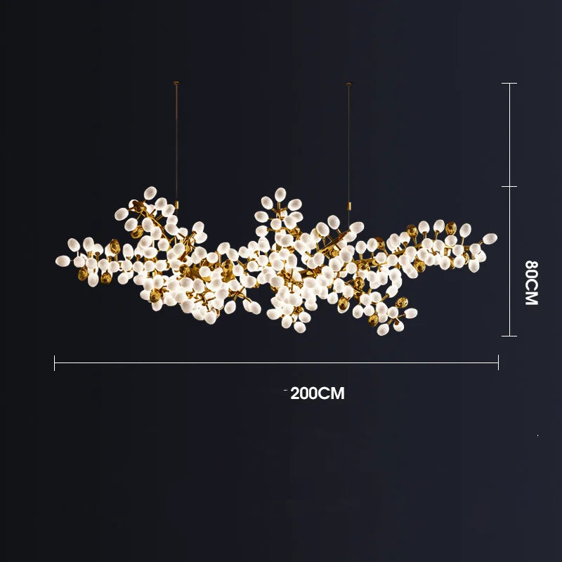 Gold Glass 20-Bulb Pendant Light L200cm