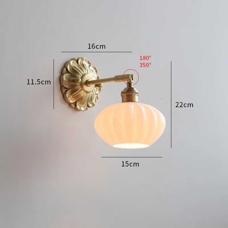 Green Glass Wall Lamp Copper Base Vibrant Hue
