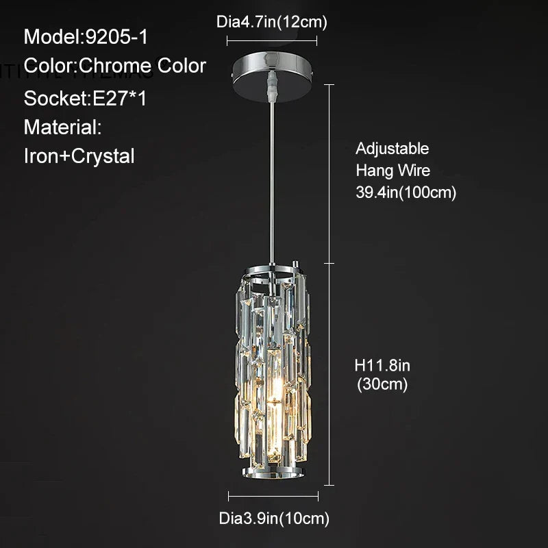 Gold Crystal Pendant Light L76cm Shimmering