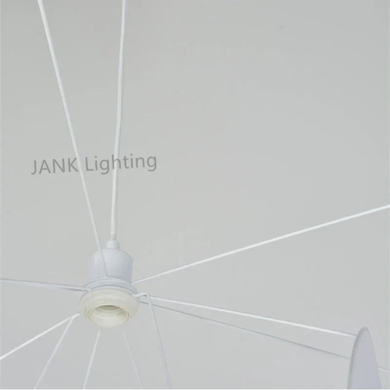 White Fabric Grid Chandelier