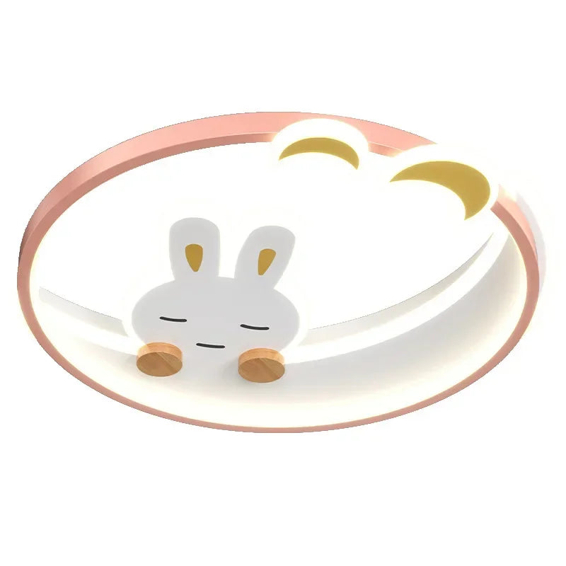 White LED Ceiling Lamp Pink Kids Study Room