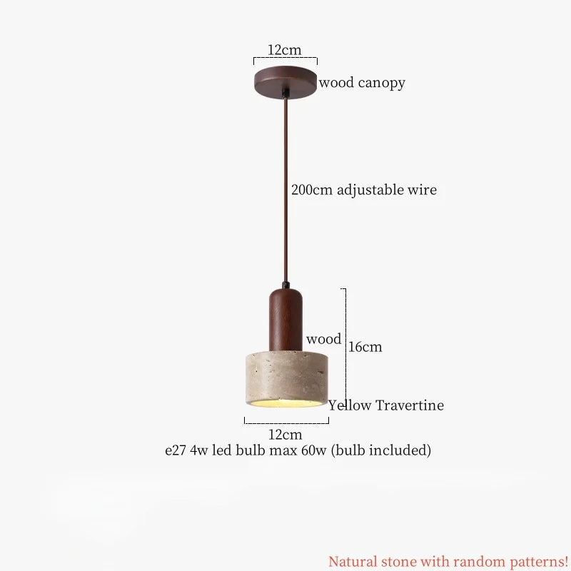 Copper Vintage Pendant Light Travertine Stone