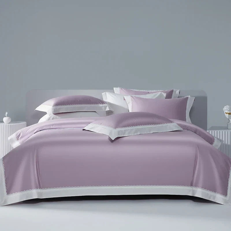 Lace Cotton Bedding Set 1200TC Egyptian King