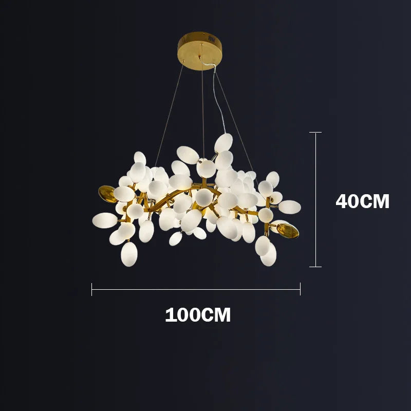 Gold Glass 20-Bulb Pendant Light L200cm