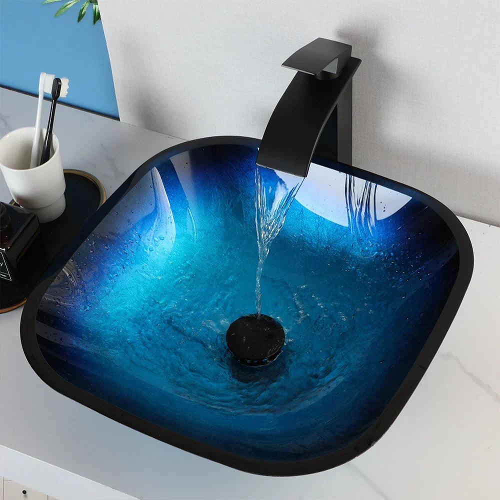 Blue Glass Basin Faucet