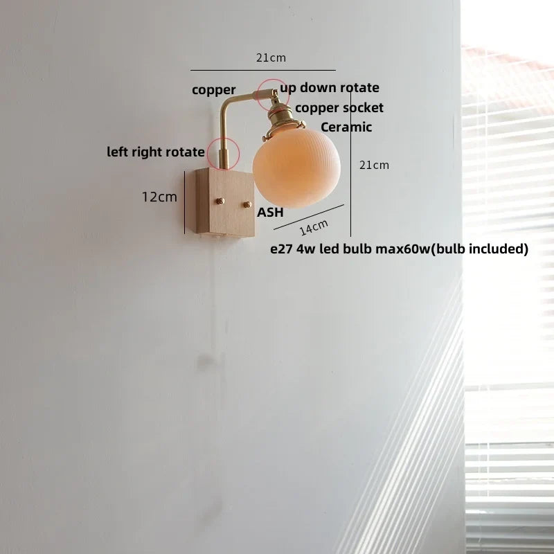 Ceramic Walnut Wall Lamp