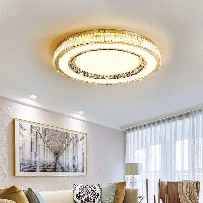 Gold Crystal LED Ceiling Chandelier 100cm Bright